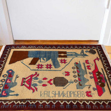 Afghan war rug, handcrafted Pashtun rug, cultural Afghan rug, 