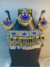 Afghan jewelry, lapis blue pendant, traditional Afghan necklace, 