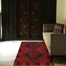 Traditional Afghan rug, hand-knotted Baluchi rug, Afghan wool rug, 