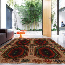 Handwoven Afghan rug, traditional Afghan wool rug, 