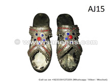 Traditional Chappal Shoes in sterling silver Antique, Chandi ke chappal 