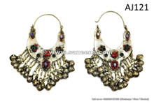 kuchi afghan traditional earrings, ibiza tribal handmade earrings online