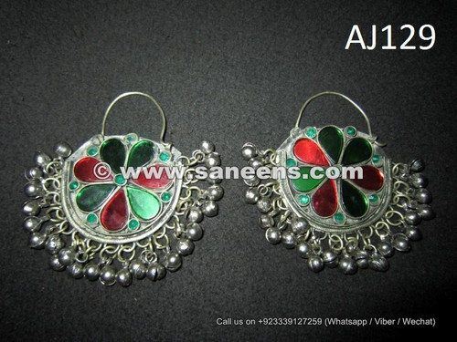 afghan kuchi handmade earrings with stones