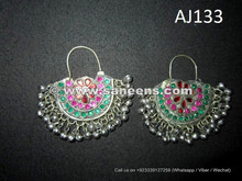 wholesale kuchi afghan earrings with stones and bells
