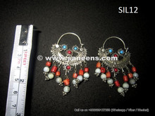 wholesale kuchi tribal earrings in pure silver metal