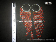 afghan kuchi jewellery, handmade tribal earrings in pure silver