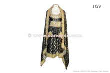 Afghan Gypsy Fire Dance Dress In Black Color Golden Thread Embroidery