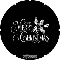 Merry Christmas Script Font with holly Stainless Steel Gobo