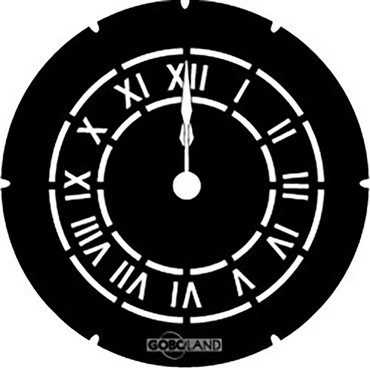 Roman numeral clock face midnight steel gobo