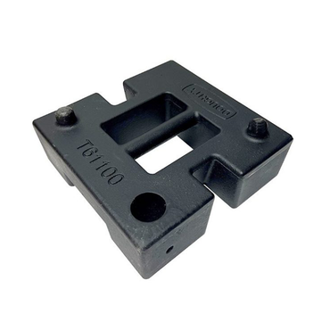 Doughty TV Brace Weight (T61100) shown in black with carry handle, location lugs, spigot hole, and strapping points.