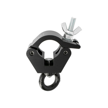 Doughty Hanging Clamp Black (T57206) shown from the right with eye nut and slim half‑coupler body visible.