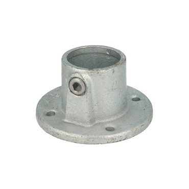 Doughty Pipeclamp Base Flange (T13100) shown with galvanised cast finish and Allen‑bolt fastener.