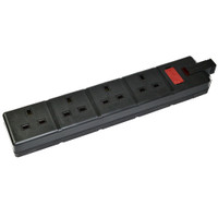 Permaplug - 4-Gang 13A Socket - Black, Unwired