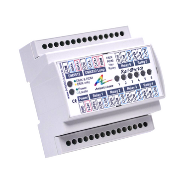 DIN Rail mount DMX controlled 6 channel mains relay