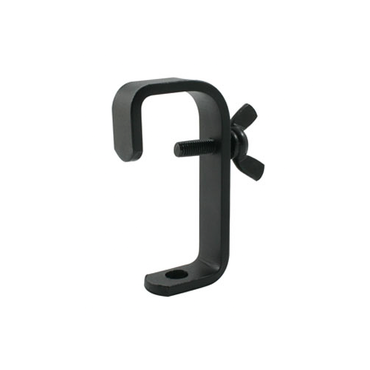 Doughty black hook clamp (T20101) shown in a front‑left view with steel hook design and wing‑nut fastening.