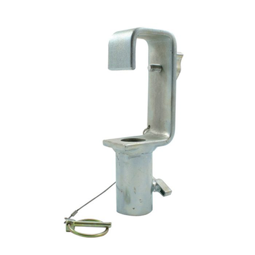 Doughty TV Hook Clamp (T20900) shown in steel with welded receiver, hook, and safety pin.