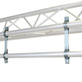 Doughty Pipe to Pipe Clamp 150mm Centres (T30700) shown with a scaffold bar suspended from triangle truss.