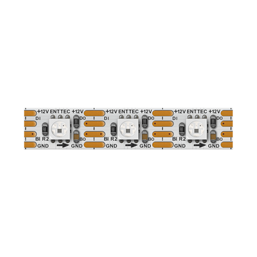 Enttec - 12V RGB 60-LEDs/m pixel strip pcb close up