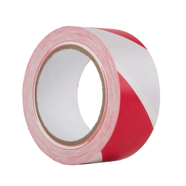 Le Mark - Red and White Hazard Warning PVC Tape 50mm x 33m