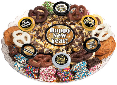 Happy New Year Caramel Popcorn & Cookie Platter