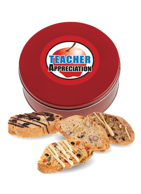 Teacher Appreciation Biscotti Cookie Tin - Red