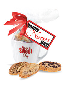 Nurse Appreciation Ceramic Mug with Biscotti