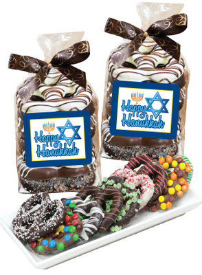 Hanukkah 8pc Gourmet Chocolate Pretzel Bag