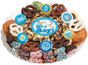 Baby Boy Caramel Popcorn & Cookie Assortment Platter