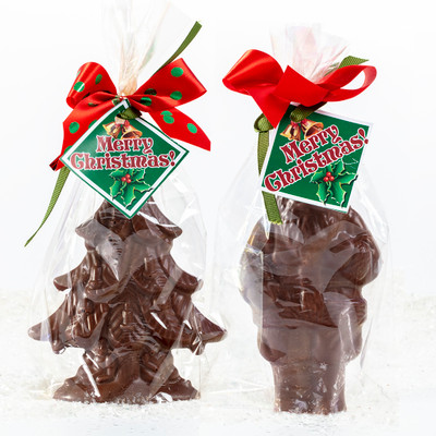 Solid Chocolate Santa & Christmas Tree Duo - Wrapped