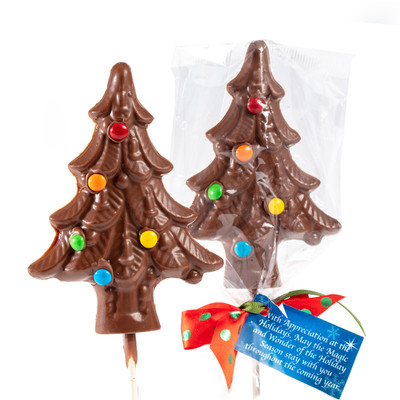 Solid Chocolate Christmas Tree Lollipop - set