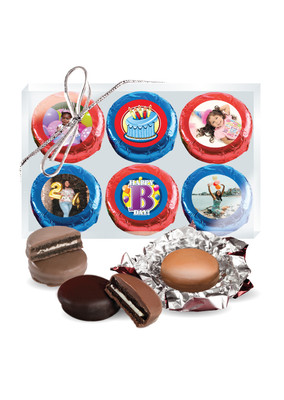 6pc Happy Birthday Chocolate Oreo Custom Photo Cookie Box