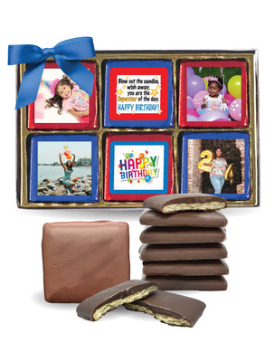 12pc Happy Birthday Chocolate Graham Custom Photo Box