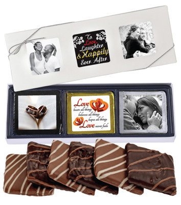6pc Wedding Chocolate Graham Custom Photo Box
