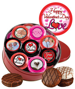 16pc Valentine's Day Chocolate Oreo Custom Photo Cookie Tin
