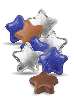 Blue & Silver Solid Milk Chocolate Stars