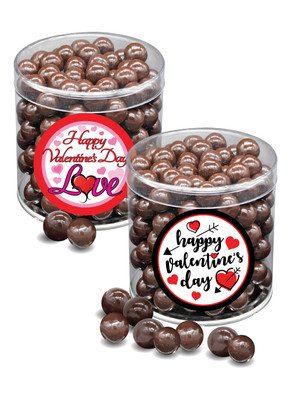 Valentine's Day Dark Chocolate Sea Salt Caramels - Wide Canister