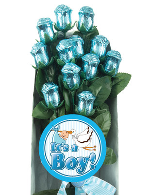 Baby Boy Chocolate Long Stem Roses
