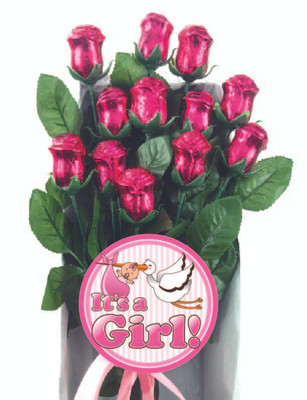 Baby Girl Chocolate Long Stem Roses