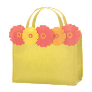 Lime Gift Tote with 5 Flowers