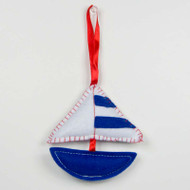 Blue and White Sailboat Ornament