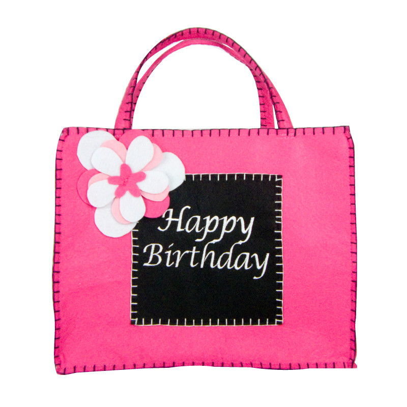 Black and Pink Happy Birthday Gift Bag