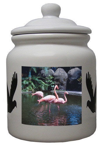 Flamingo Ceramic Color Cookie Jar