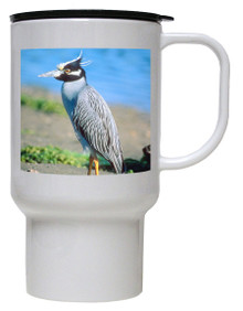 Yellow Crowned Heron Polymer Plastic Travel Mug