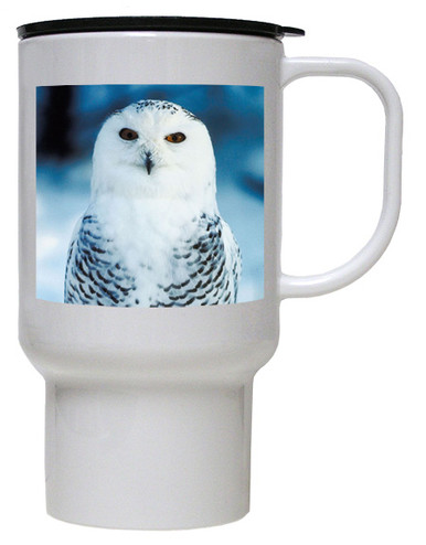 White Owl Polymer Plastic Travel Mug