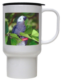 African Grey Parrot Polymer Plastic Travel Mug