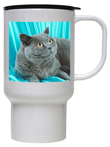 British Shorthair Cat Polymer Plastic Travel Mug