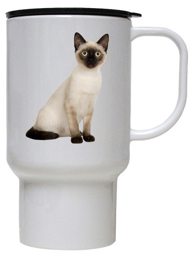 Siamese Cat Polymer Plastic Travel Mug