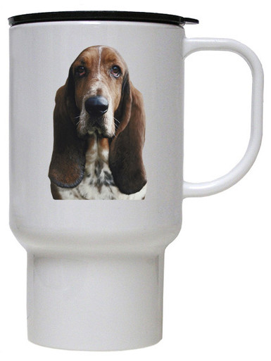 Basset Hound Polymer Plastic Travel Mug