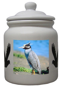 Yellow Crowned Heron Ceramic Color Cookie Jar
