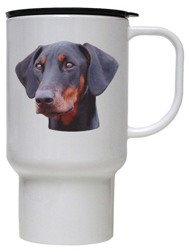 Doberman Polymer Plastic Travel Mug